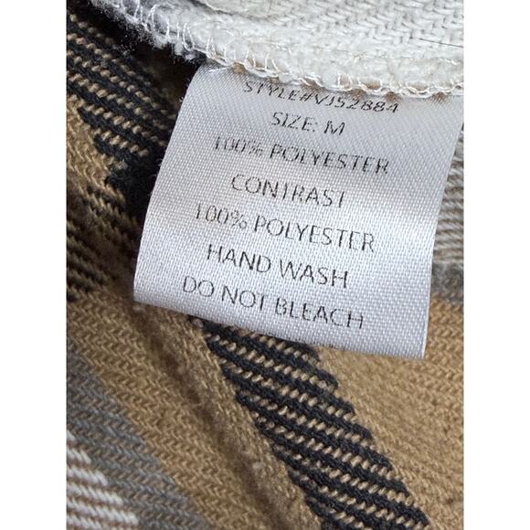 Women's Tan Flannel Plaid Shacket Jacket size Medium - Picture 5 of 8